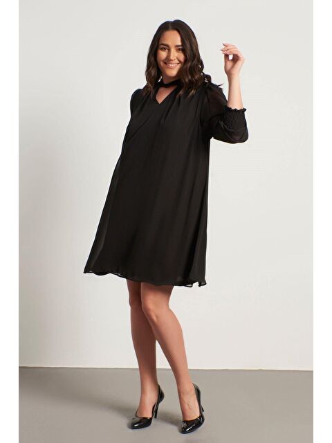 Mylinemoda Yaka Detaylı Gipeli Şifon Elbise - S000242060-19351