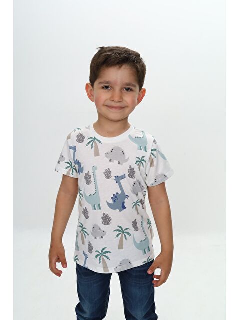 Toontoykids Erkek Çocuk Komple Palmiya Ağaç Baskılı Tişört - S000375954-20063