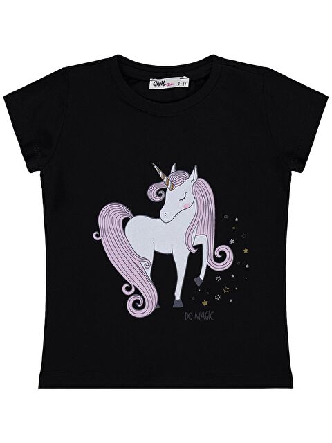 Civil Girls Baskılı 2-5 Yaş Tişört - Siyah