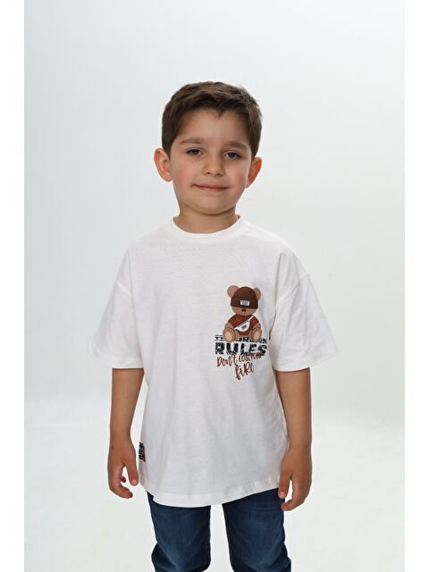 Toontoykids Erkek Çocuk Rules Şapkalı Ayı Baskılı Tişört - S000375951-19965
