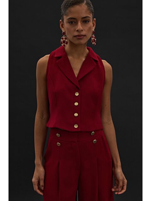 SATEEN Eva Yelek - Bordo - S000505942-19951