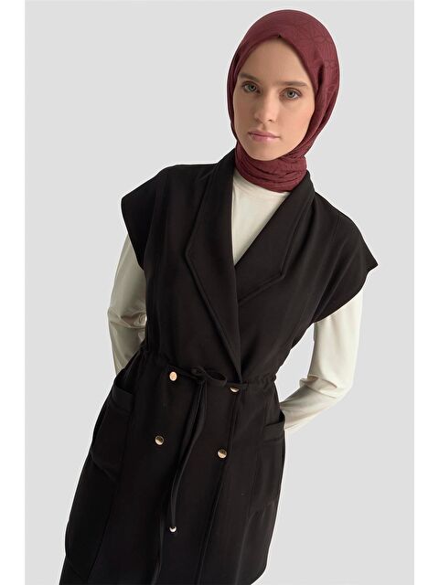 ARMİNE Yelekli Örme Takım 25Kd1802 Siyah - S000498233-19351