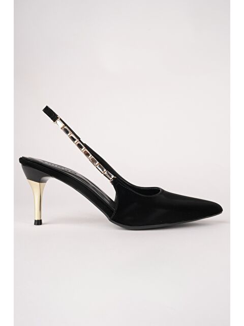 Muggo VİVARA Zincir Detaylı Sivri Burun Arkası Açık Kadın Topuklu Ayakkabı - S000508309-2530