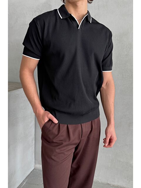 HYMAN Erkek Oversize Selanik Polo Yaka Triko T-Shirt - S000515508-19351