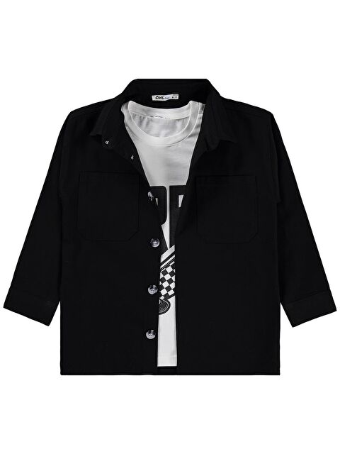 Civil Boys Çift Cepli Tişörtlü 10-13 Yaş Gömlek - Siyah