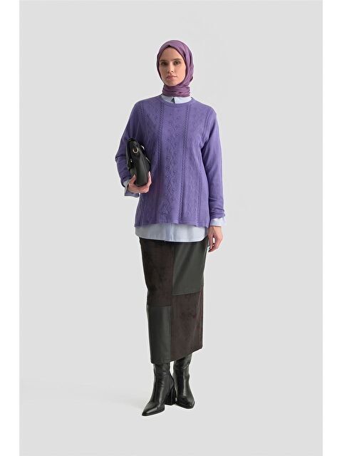 ARMİNE Desenli Kazak 25Kd7009 Lila - S000489308-17878