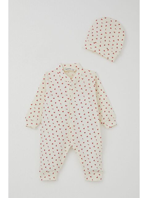 Breeze Kız Bebek Tulum Kiraz Bahçesi Krem (0-6 Ay) - S000433317-19966