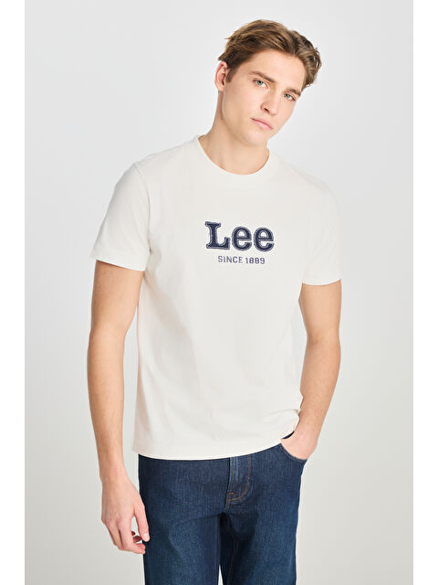 Lee %100 Pamuk Regular Fit Normal Kesim Aplikeli Ekru Tişört - S000470198-19965