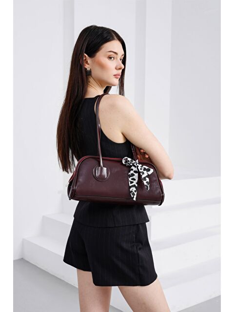 Shulebags Vita Fular Detaylı Baget Çanta  Bordo - S000493745-19951