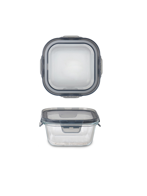 Kitchen Design Lab Kare Cam Saklama Kabı 500 Ml, 4 Tarafından Kilitli Plastik Kapaklı Cam Saklama Kare - S000439863-26865