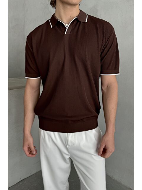HYMAN Erkek Oversize Selanik Polo Yaka Triko T-Shirt - S000515508-19413