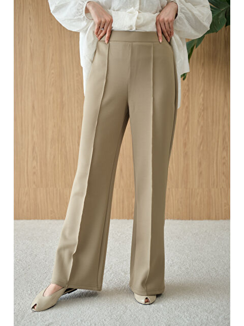 Locco Moda Kadın Biyeli Scuba Pantolon Yeşil