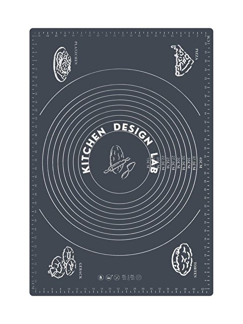Kitchen Design Lab Gri Silikon Ölçülü Çok Amaçlı Hamur Açma Matı 45 Cm X 65 Cm - S000439865-29391