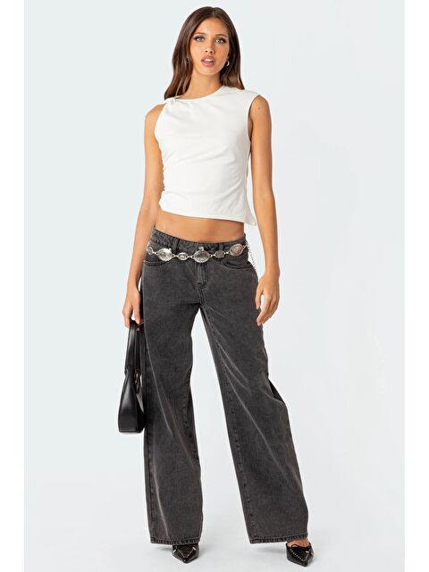 Madmext Siyah Straight Wide Kadın Jean Mg1996 - S000144979-19351