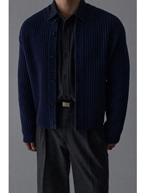 Tarz Cool Erkek Slim Fit Pamuklu Yuvarlak Yaka Düğmeli Hırka