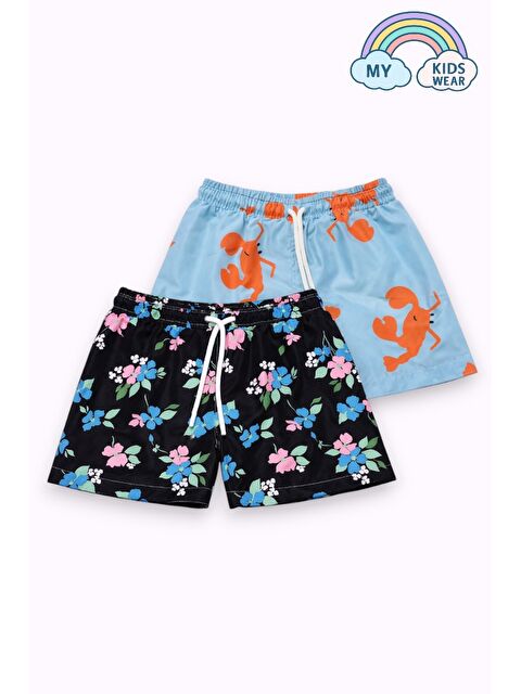 My Kids Wear Erkek Çocuk Degrade Desenli Deniz Şortu 2’li Set 3-16 Yaş 12420 - S000497865-23173