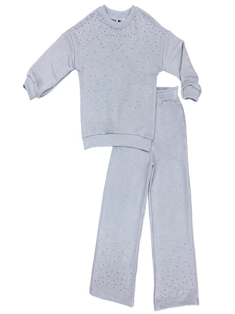 Modanino Kız Çocuk 3 İplik Taş Detaylı Alt-Üst Takım 4-12 Yaş 12346 - S000467032-20600