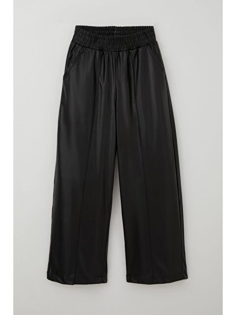 Breeze Kız Çocuk Deri Pantolon Çima Dikiş Detaylı Beli Lastikli Cepli Siyah (8-14 Yaş) - S000493772-19351