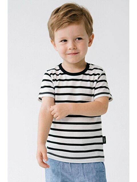 Breeze Erkek Çocuk Tişört Patlı Çizgili Beyaz (1-3 Yaş)