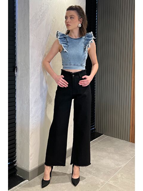 Gülseli Kadın Bel Ve Paça Püsküllü Yüksek Bel Jean Jean Pantolon - S000386462-19351