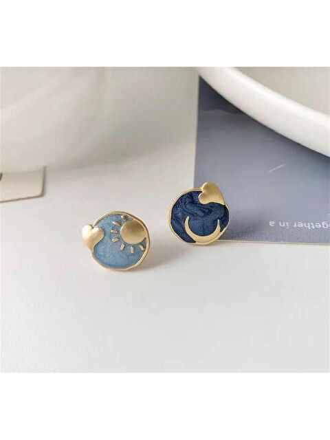 Pelin Aksesuar Gündüz ve Gece Ay Güneş Kalp Eğlenceli Küpe - S000046887-23173