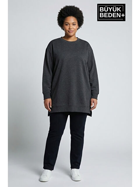 Süperlife Kadın Tunik Büyük Beden ince Sweatshırt SPR26BTK990 - S000446596-29666