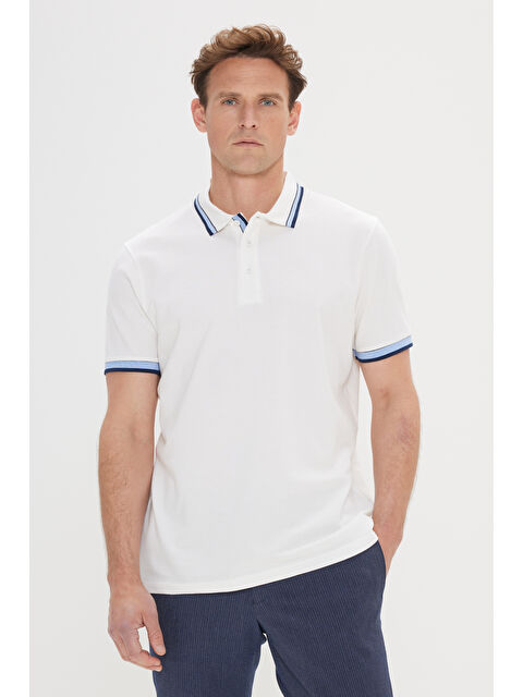 AC&Co / Altınyıldız Classics Erkek Beyaz Slim Fit Dar Kesim %100 Pamuk Polo Yaka Tişört - S000512195-20063