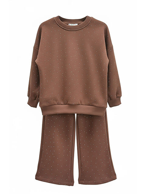 Modanino Kız Çocuk Taş Süslemeli Alt-Üst Takım-3 İplik 4-12 Yaş 12345 - S000467033-19413