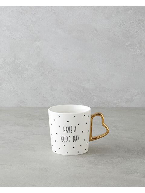 English Home Good Day New Bone China Kupa 400 ml Siyah-Beyaz-Gold - S000492506-2599
