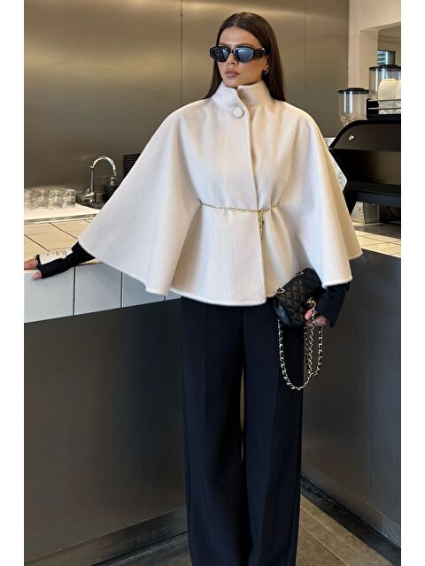 Gülseli Kadın Su Fırçalı Kaşe Panço - S000445936-25636