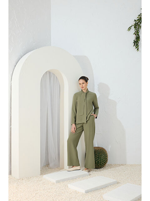 AKER Haki Pileli Pantolon