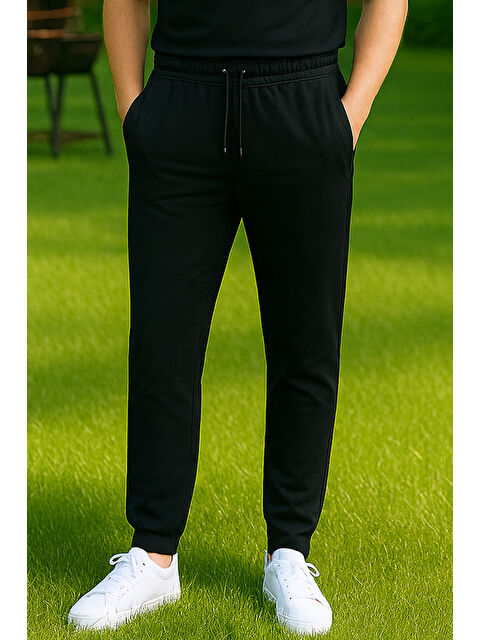 Remsa Paçası Düz Beli Lastikli 3 Cepli Erkek Eşofman Altı 5740 Siyah - S000504166-19351