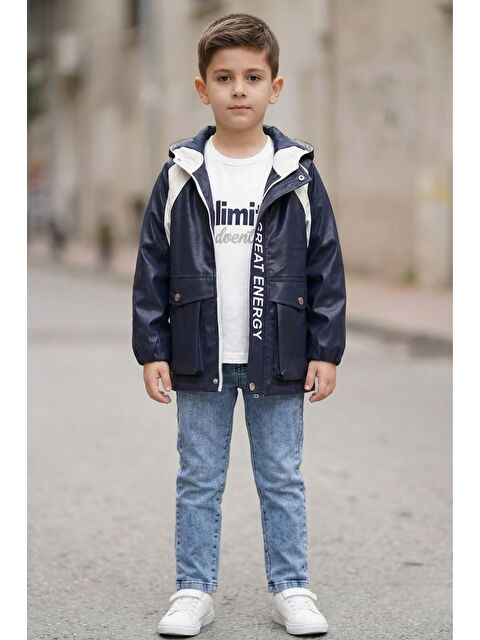 Pina Kids Erkek Çocuk Kapüşonlu Nova Mevsimlik Mont Penye Pantolon Üçlü Takım TKM7587 - S000530026-21164