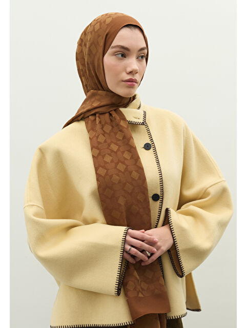 Fresh Scarfs OSLO PAMUK FLOŞ JAKARLI ŞAL CEVİZ - S000517290-1358