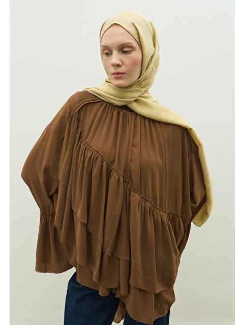 Fresh Scarfs OSLO PAMUK FLOŞ JAKARLI ŞAL KUM - S000517290-29738