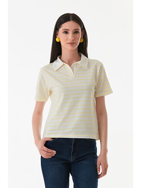 Fullamoda Çizgili Polo Yaka Tişört - S000380927-20072