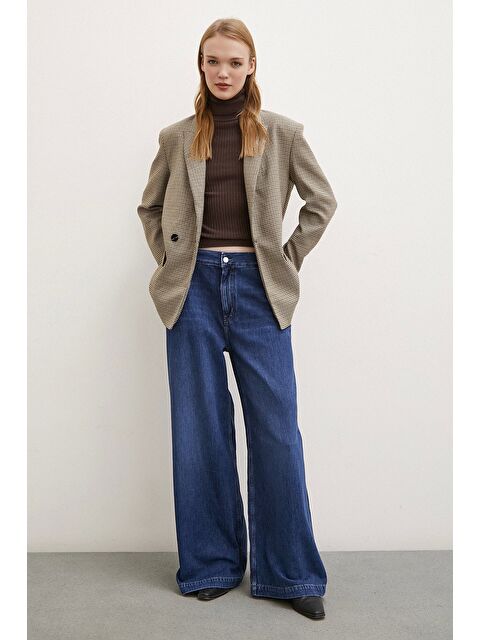 Never More Yüksek Bel Geniş Paça Jean Mavi - S000293625-17234