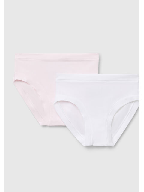United Colors Of Benetton Kız Çocuk Pembe-Beyaz Süper Esnek 2'li Slip Külot Seti