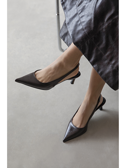 Straswans Molly  Kadın Topuklu Kırışık Deri Ayakkabı Kahve - S000526238-19413