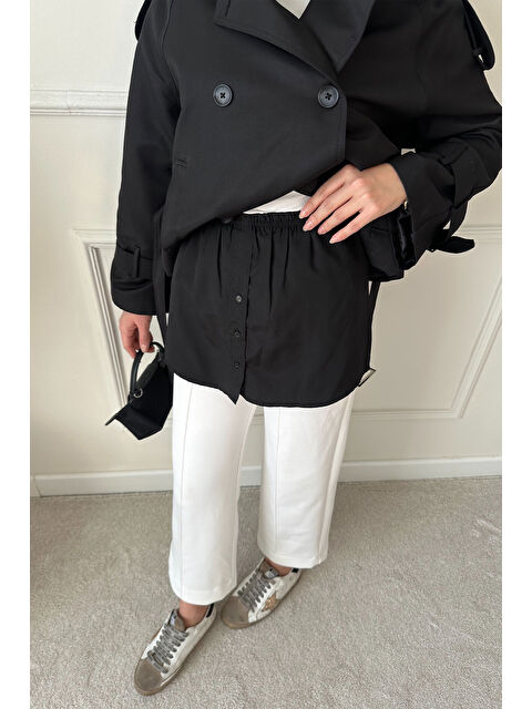 Locco Moda Kadın Etek Uzatıcı Düğme Detay İçlik Siyah - S000511232-19351