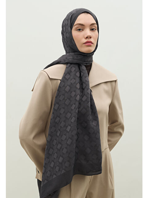 Fresh Scarfs OSLO PAMUK FLOŞ JAKARLI ŞAL FÜME - S000517290-33408