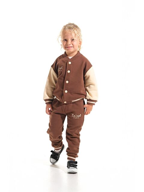 Magu Kışlık Kahverengi Pamuklu Kolej Ceket Eşofman Alt-Üst Takım Erkek Çocuk - S000505360-19413