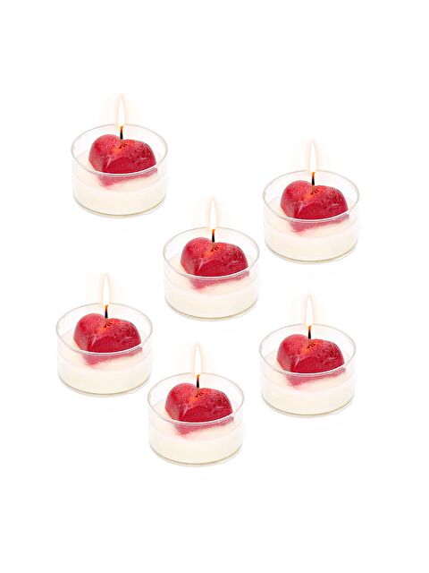 Missi Sevgililer Günü 6'lı Kalp Kabartmalı Rosewood Kokulu Tealight Mum Seti - S000336799-20045