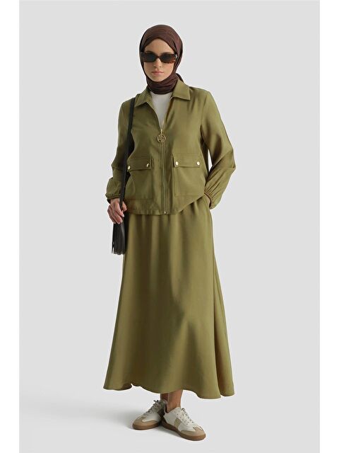 ARMİNE Basic Ceketli Takım Yağ Yeşili - S000498347-17346