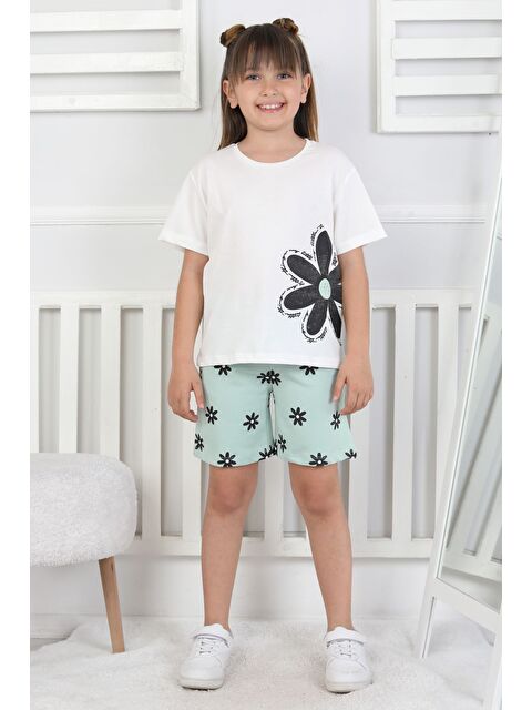 ZUZUNGA Papatya Baskılı Kısa Kollu Cepli Kız Çocuk Şort Takım - S000526233-21254