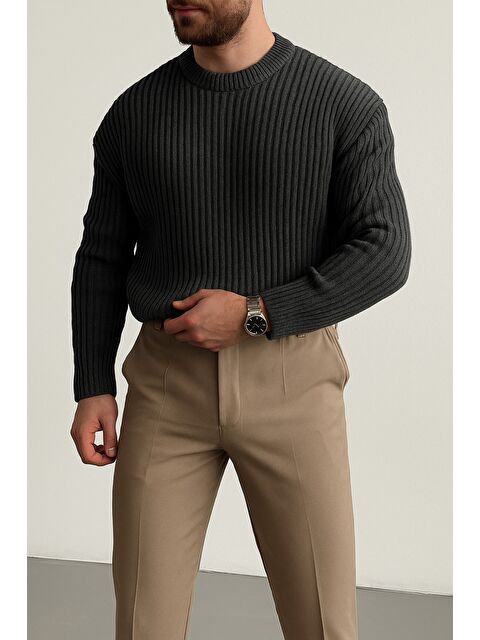 Tarz Cool Erkek Fitilli Örme Regular Triko Kazak