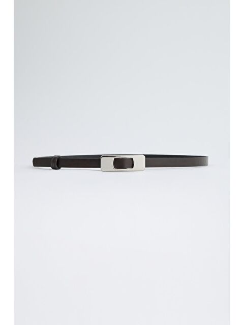 Kadriye Baştürk Gümüş Dikdörtgen Tokalı Kemer Siyah - S000517394-19351