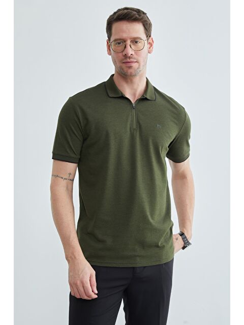 Fullamoda Yarım Fermuarlı Polo Yaka Tişört - S000514148-18547