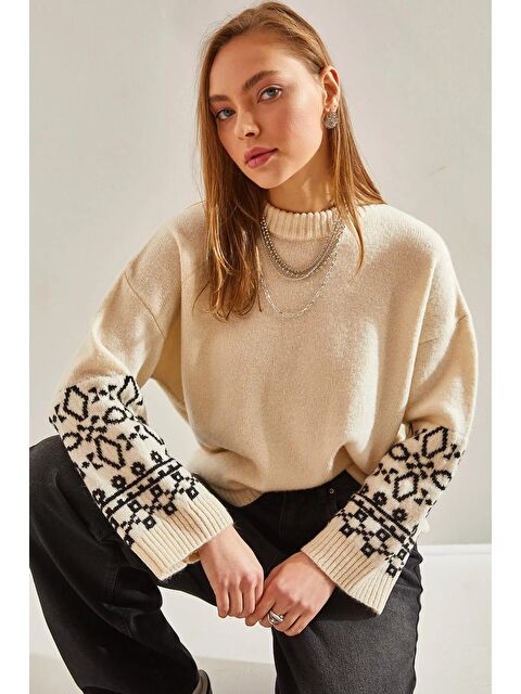 SHADE Kadın Kolları Desenli Triko Kazak - S000148566-19965