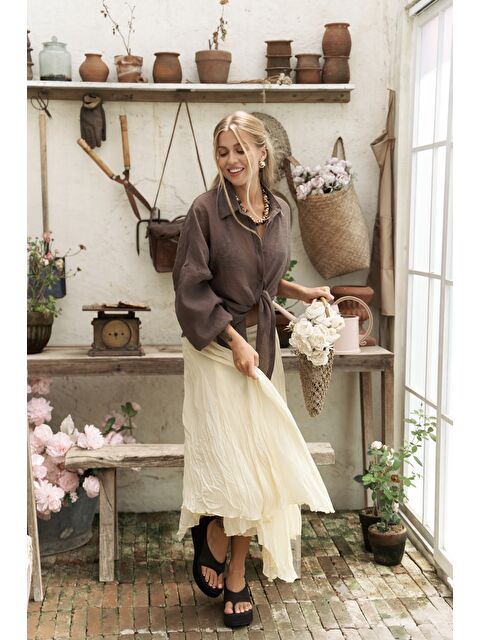 Bohemai Assa Pileli Sarı Etek - S000390220-20072